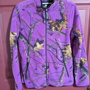 Mossy Oak Jacket Womens Medium 8-10 Purple Camo Fleece Full Zip Hunting Outdoors